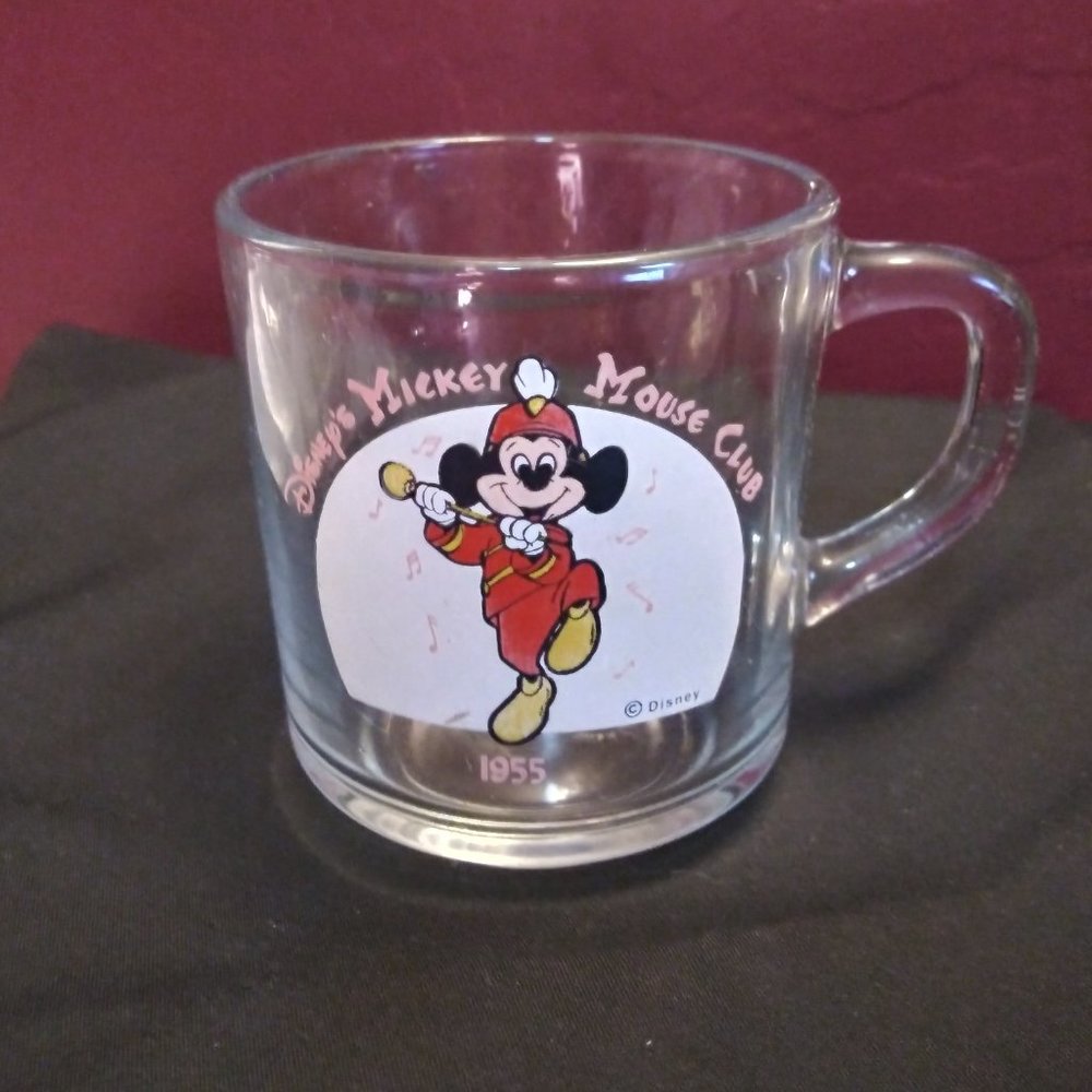Vintage Disney’s Mickey Mouse Club Anchor Hocking glass mug 1955